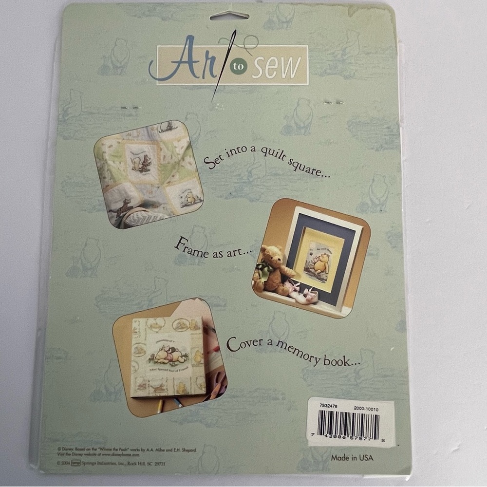 Art To Sew Disney Classic Pooh Quilt Craft 3 Squares Pooh Baby Cross Stitch Book - Picture 5 of 15